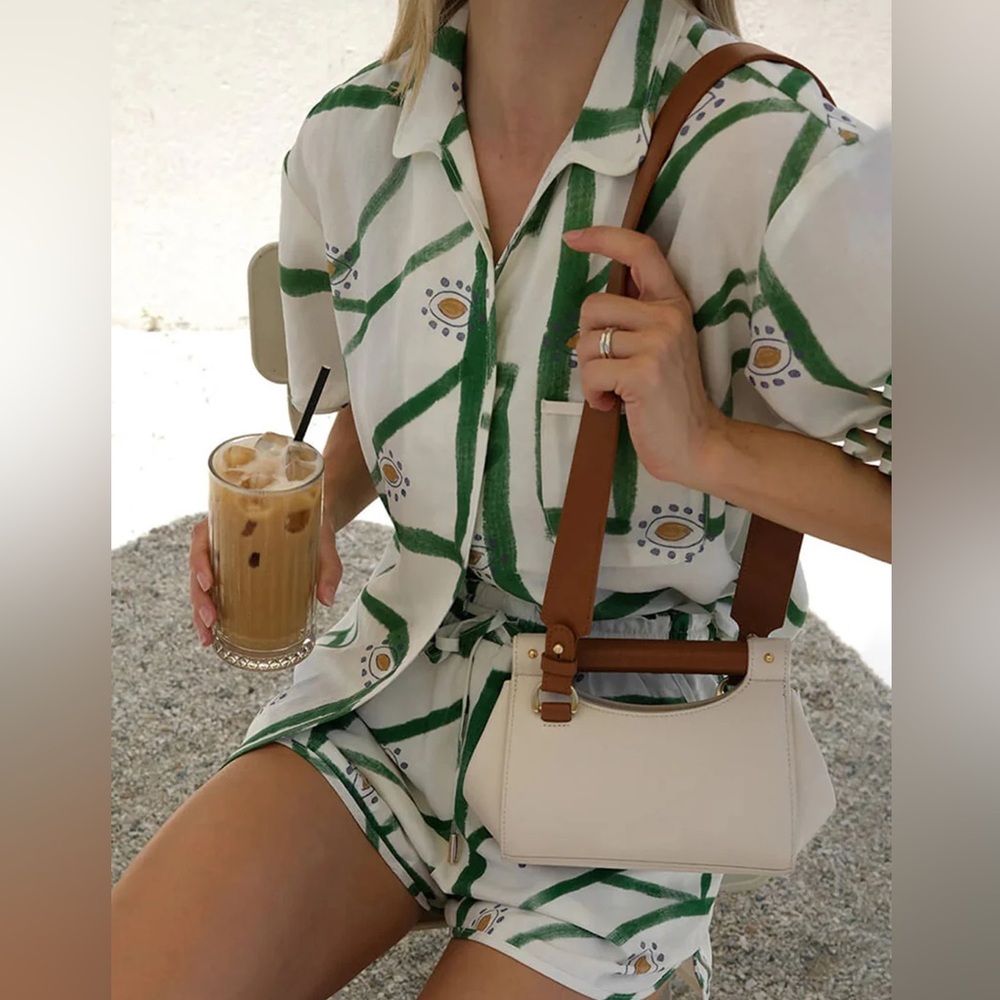 81 Print Drawstring Shorts Set